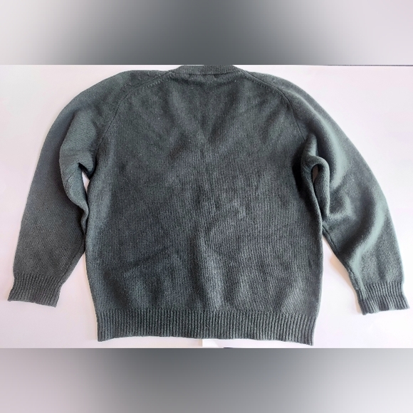 Mens Medium Banana Republic Dark Forest Green 100% Lambswool LS V-Neck Sweater - Picture 4 of 8